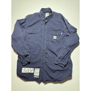 Carhartt Men’s FR Blue Long Sleeve Work Shirt Size Large Regular Flame Resistant